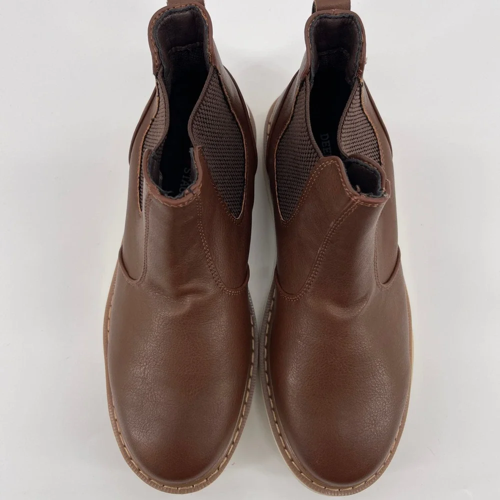 Deer Stags Jameson Jr Boys Brown Faux‎ Leather Chelsea Boots Size 6M